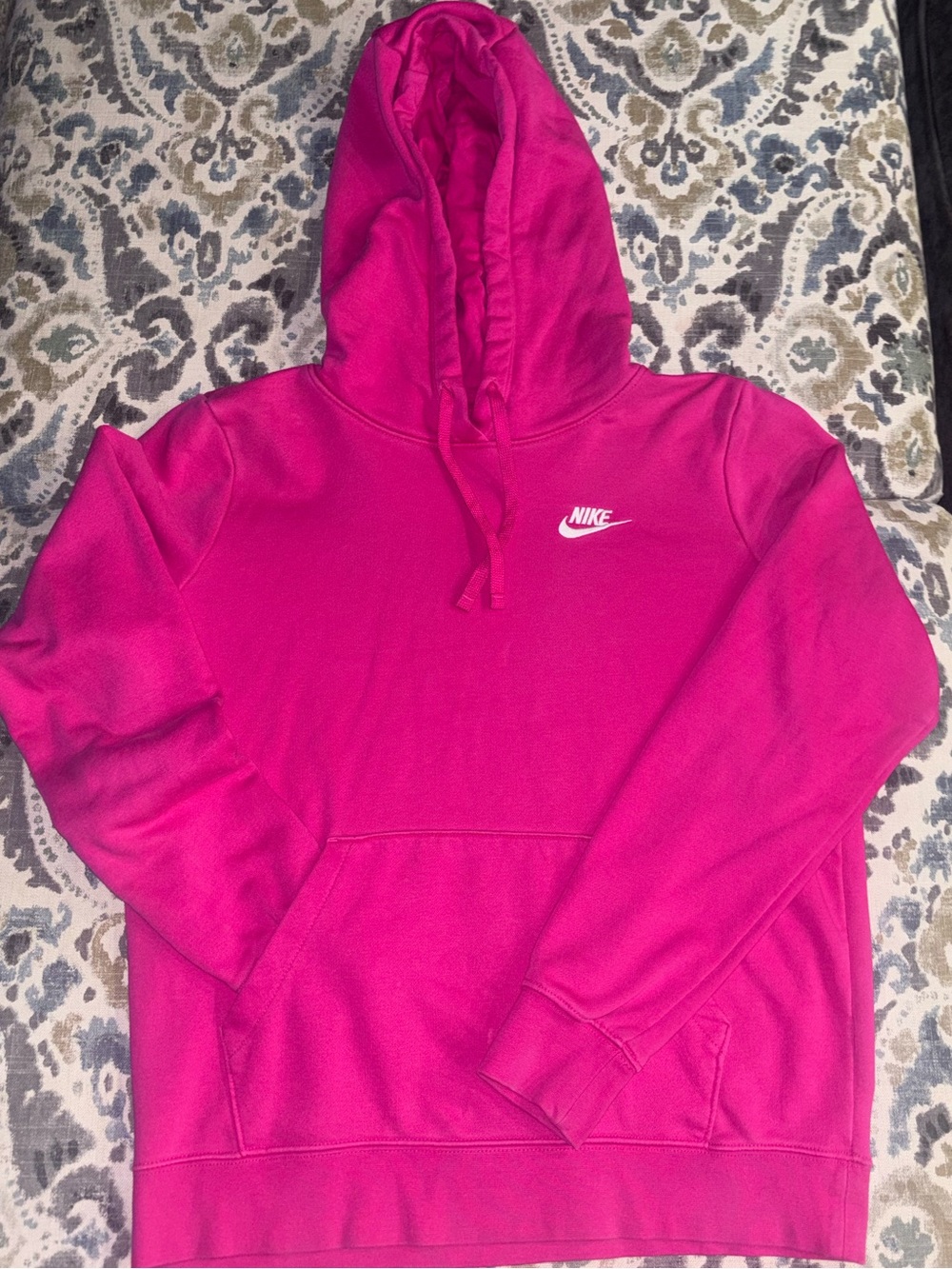 Nike Hot Pink Pullover Hoodie with White Logo